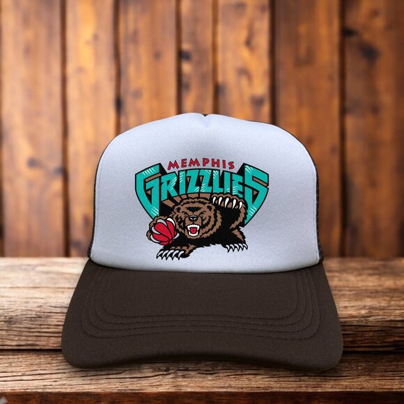 Unbranded Other - Memphis Grizzlies Mens Trucker Hat Brown Snapback 1995 Logo Retro Basketball Cap